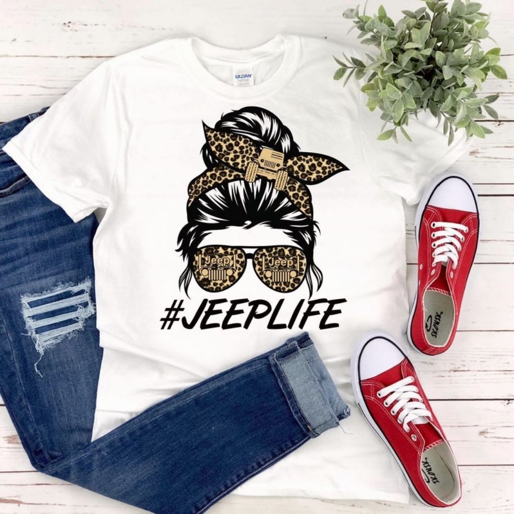 Vintage Lady #JeepLife  Sublimation T-Shirt, Leopard Jeep Girl Vintage Tee
